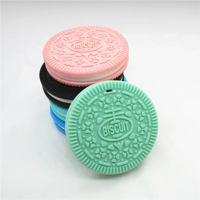Chenkai 2 шт Силиконовые бисквиты Прорезыватель DIY печенье «Oreo» Детская соска пустышка Жевательная сенсорная подвеска монтессори игрушка аксессуары