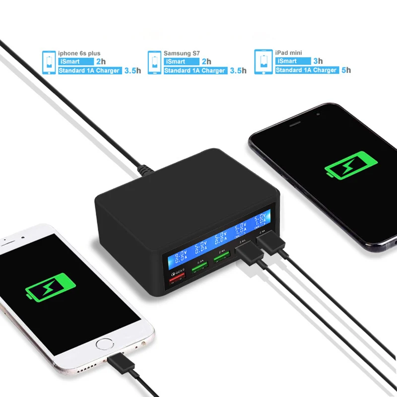 Зарядное устройство с несколькими USB портами 50 Вт 5 портов быстрая зарядка QC 3 0