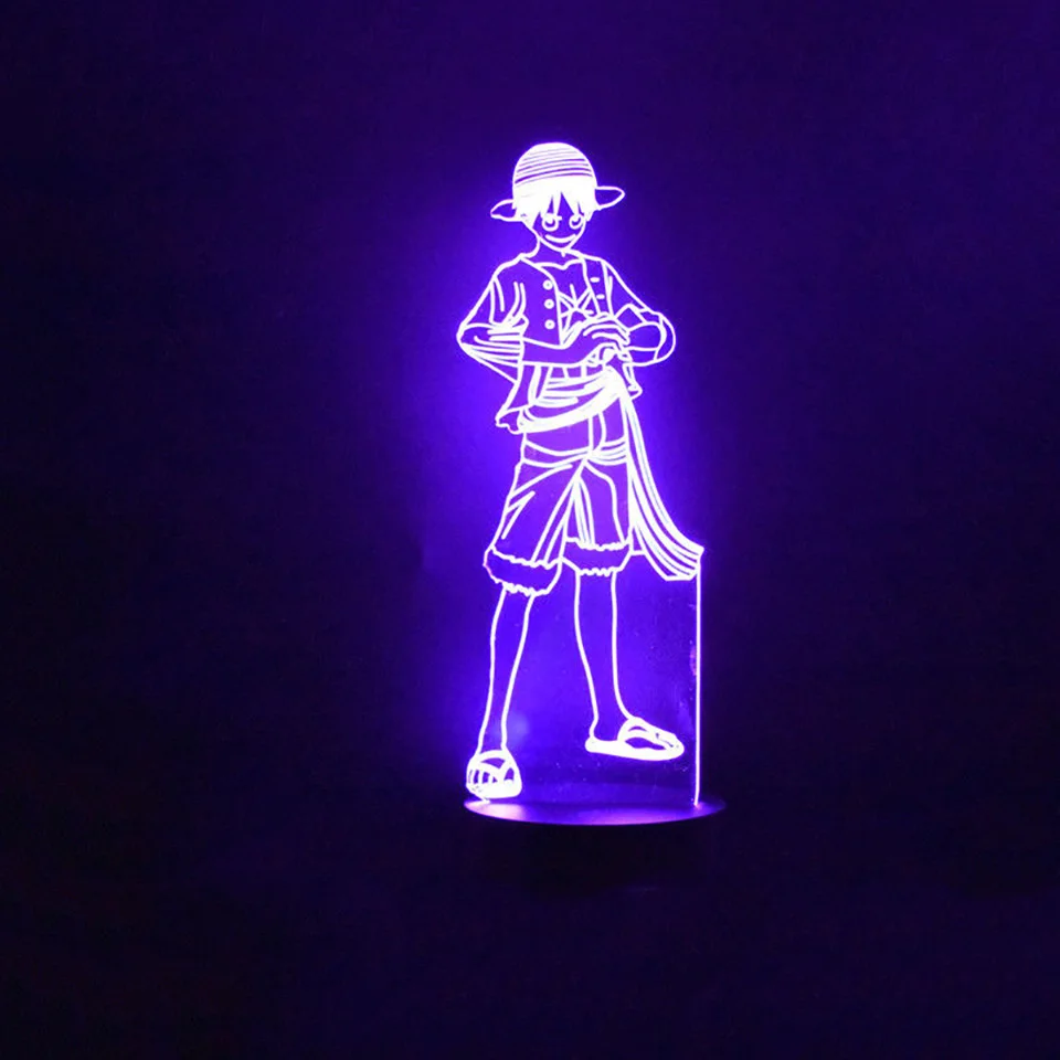 3D Led Vision креативный аниме Луффи моделирующий ночной Светильник Usb цельная настольная лампа 7 цветов меняющийся домашний Декор Светильник