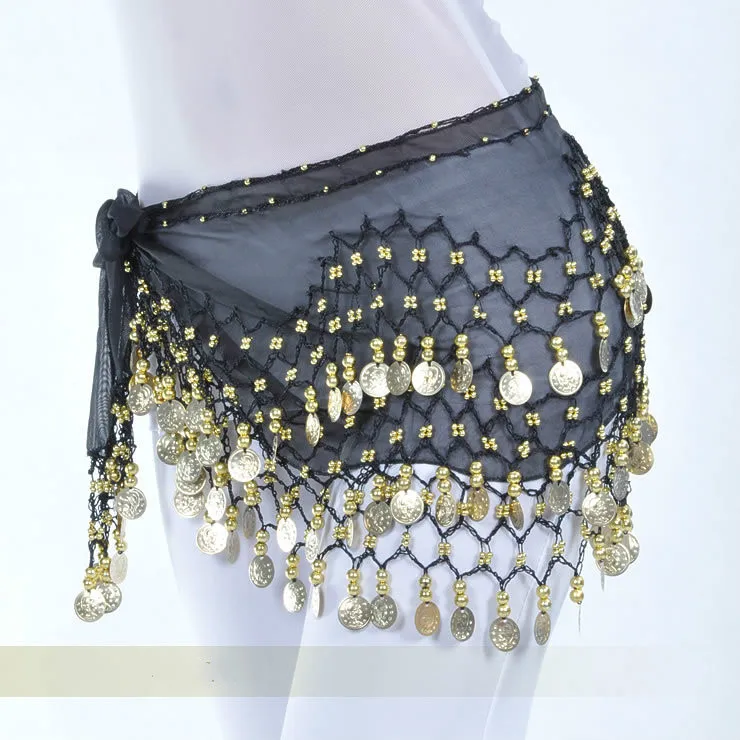 3 слоя шифон 128 монета танец живота Пояс для женщин Bellydance костюм Талия цепочка