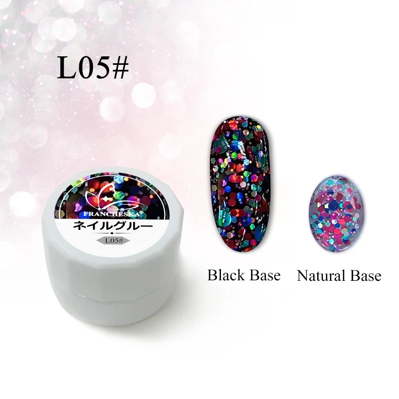 glitter gel L05 Francheska Блестящий Алмазный УФ-гель для ногтей замачиваемый Полупостоянный гель лак Блестящий лак Эмаль основа верхнее покрытие - Цвет: glitter gel L05