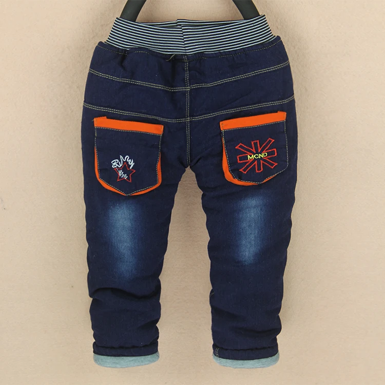 Супер акции Новинка 2017 года зимние детские джинсы для мальчиков теплый модный