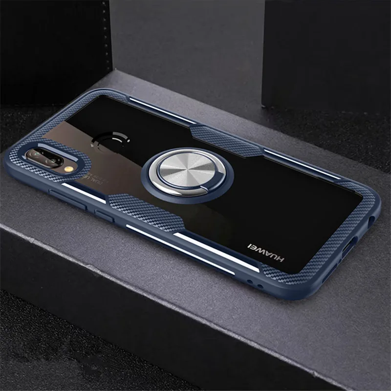Navy Для huawei P20 P30 Pro mate 20 Lite Honor 7X 8X V20 Play Nova 4 магнитный автомобильный кольцевой противоударный прозрачный чехол - Цвет: Navy