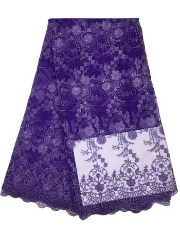 purple(2yard) Африканская кружевная ткань 2 ярда/партия Epacket Высококачественная французская кружевная ткань в нигерийском стиле африканская кружевная ткань для вечернего платья - Цвет: purple(2yard)