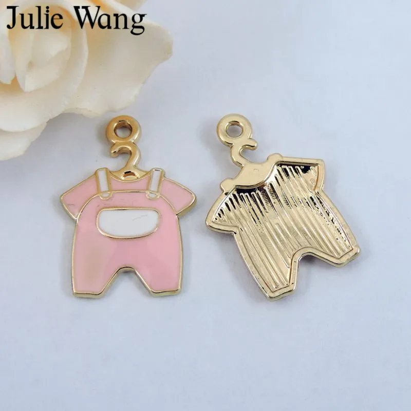 Julie Wang 10 шт. Золотая основа эмалированная синяя/Розовая одежда подвеска браслет