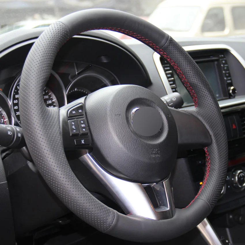Черный PU искусственная кожа DIY чехол рулевого колеса автомобиля для Mazda 3 Axela Mazda 6 Atenza Mazda 2 CX-3 CX-5 Scion iA Toyota Yaris iA