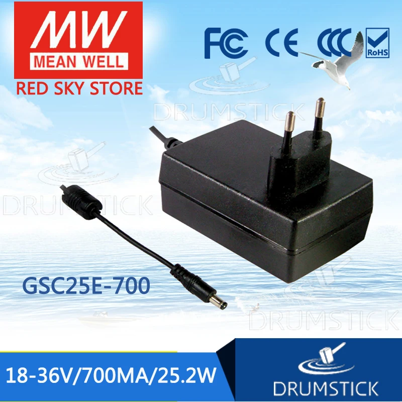 

transmit MEAN WELL GSC25E 350/700mA 25W European standard wall-mounted LED switching power supply
