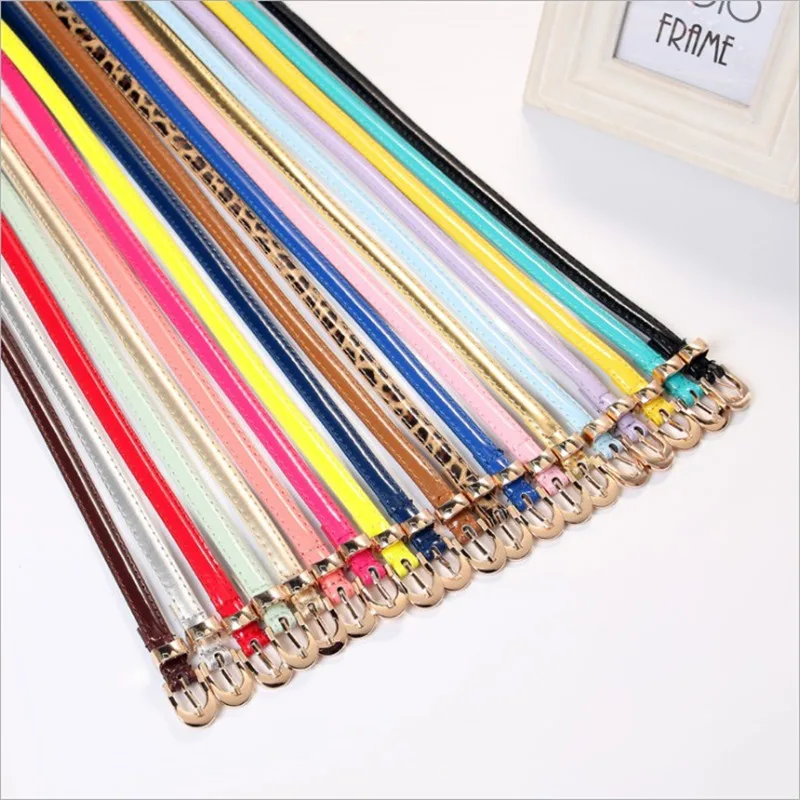 

18 pcs Narrow belt Fashionable Women's Belt Solid color PU leather belt for ladies