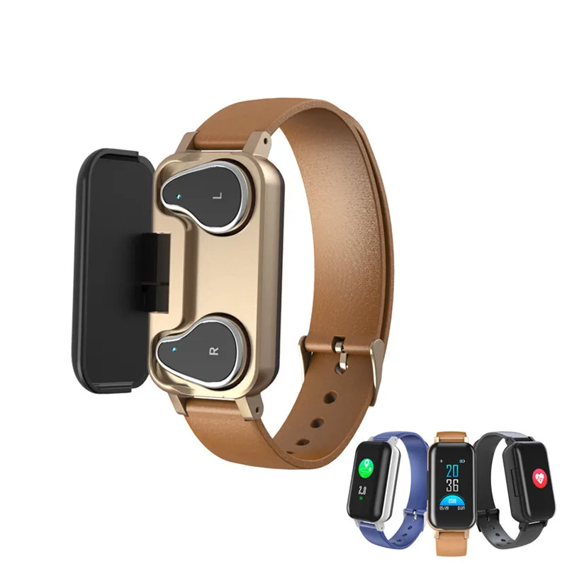 T89 Tws Smart Binaural Bluetooth 5.0 Earbuds Wristband With Rate Monitor Smart Band Sport Watch Life Waterproof TWS Earphone