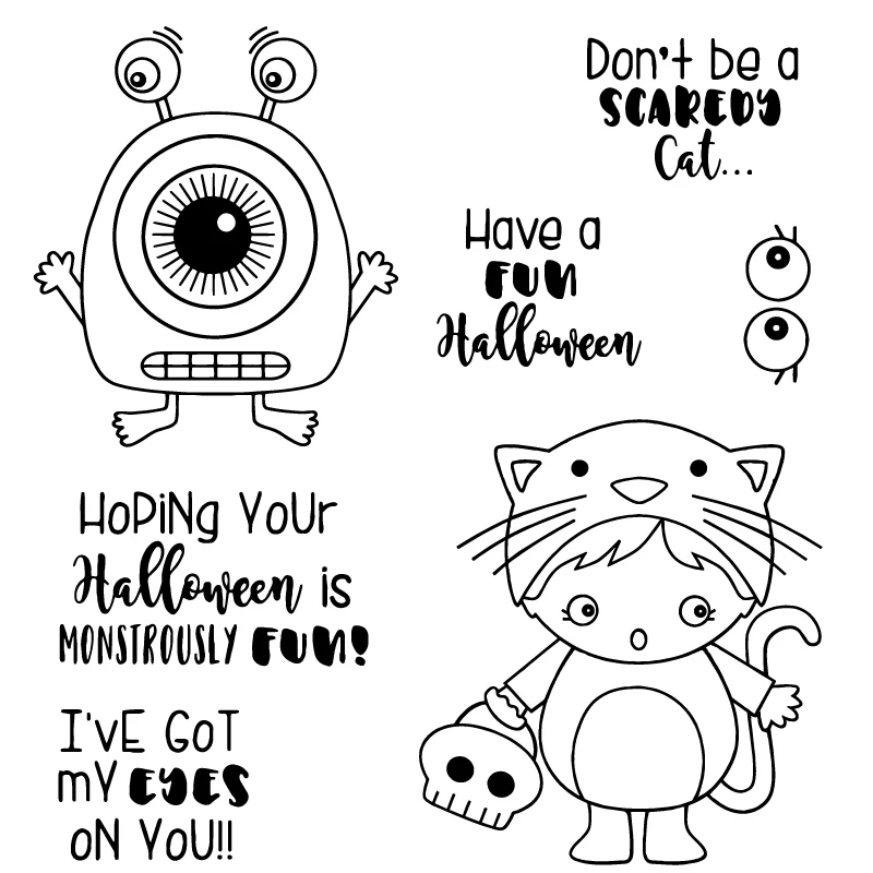 

Halloween Weirdo Silicone Clear Stamps/Seal For DIY Scrapbooking Decorative Card Making Craft Fun Decoration Supplies