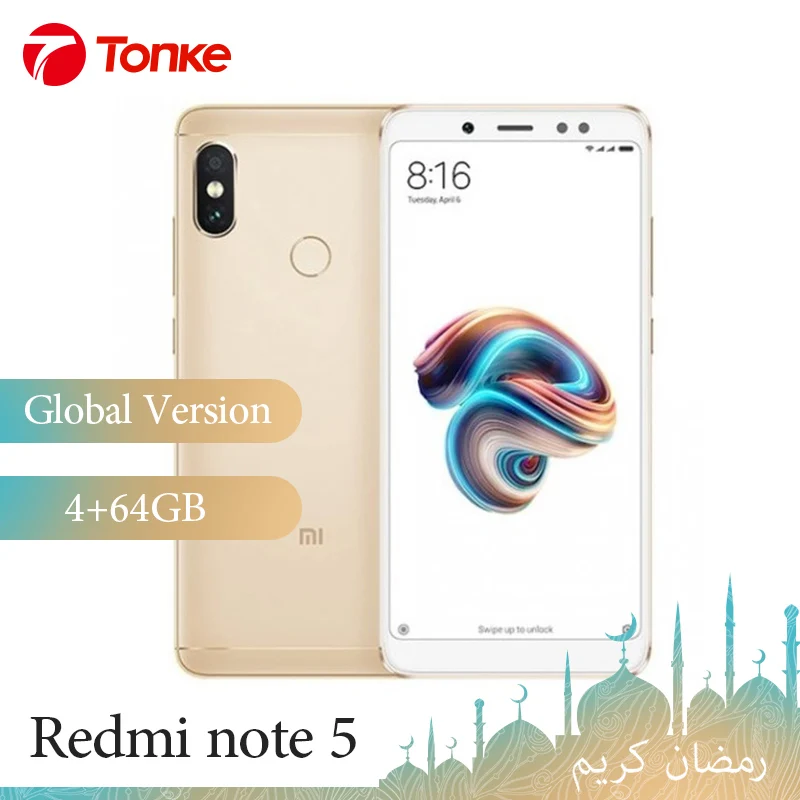 Xiaomi Redmi Note 5 4 Гб ОЗУ 64 ПЗУ Восьмиядерный процессор Snapdragon 636 двойная камера 12 Мп +