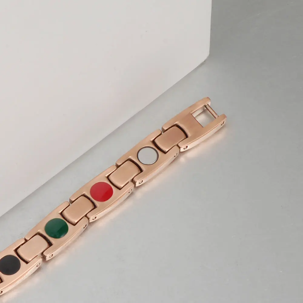 Wollet Jewelry 22cm Healing Energy Ion Germanium Tourmaline Magnetic Rose Gold Color Pure Titanium Bracelet for Women | Украшения и