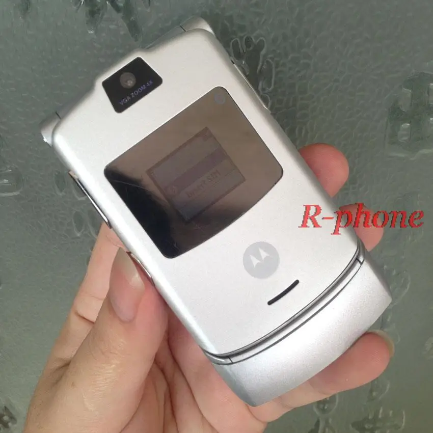 V3 2G GSM разблокированный оригинальный RAZR мобильный телефон Gold & Gift один год