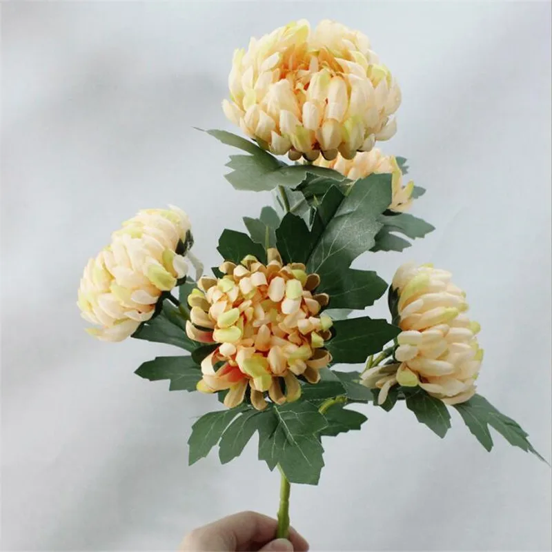 10 шт. поддельные один стебель ананас и принтом в виде хризантем (5 головок/шт)