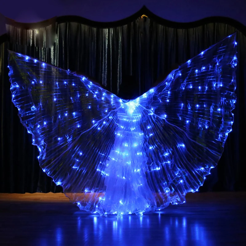 

vlinder vleugels Prop Belly Dance Accessory Light Up 360 Degree Wing Costume Butterfly Wings Starry Lights Blue alas isis wings