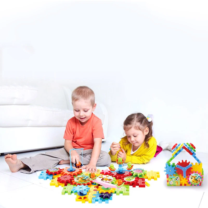 New Children DIY Gear electric Assemble creative blocks toys Colorful Assembling Construction Building Blocks Educational Toy |