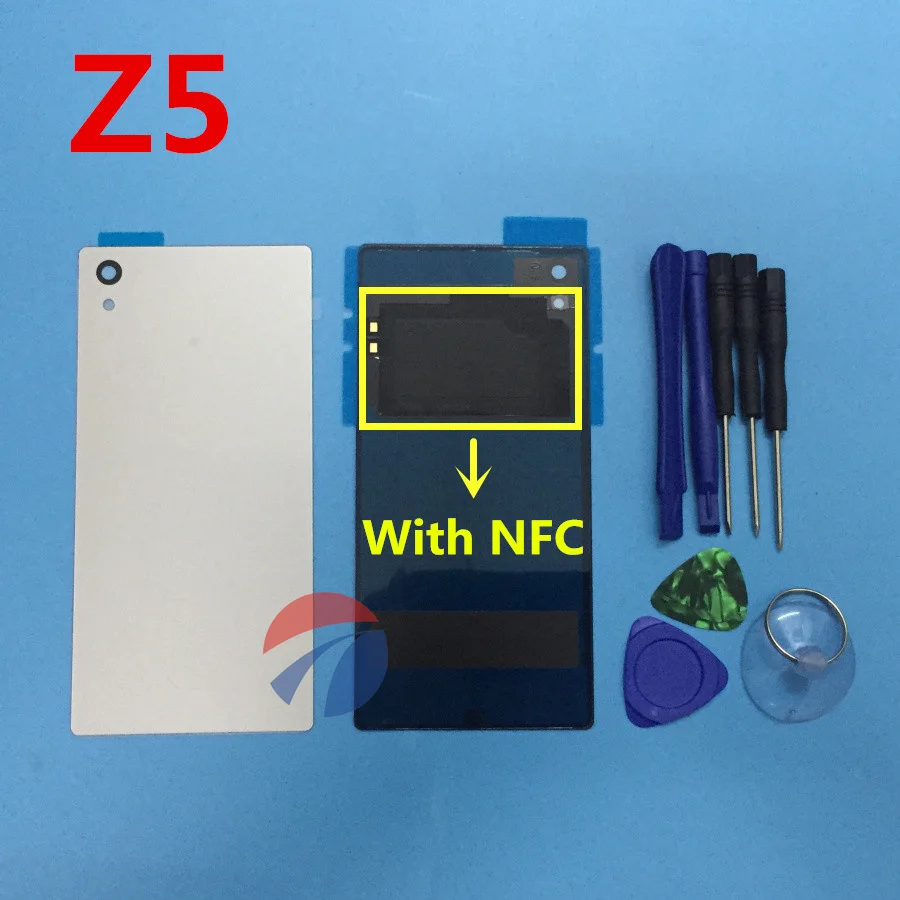 Сзади Стекло корпус батарейного отсека Корпус чехол для задней крышки+ NFC+ инструменты для Sony Xperia Z5 e6603 e6633 e6653 e6683