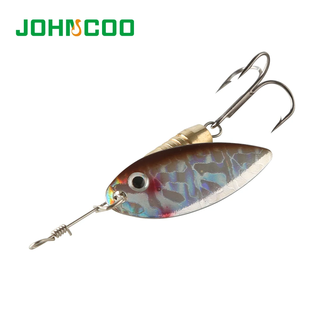 JOHNCOO 1pc 4Color Metal Spinner Bait with Sharp Treble Hook Artificial Copper Sinker Longcast Jigging Fishing Lure | Спорт и