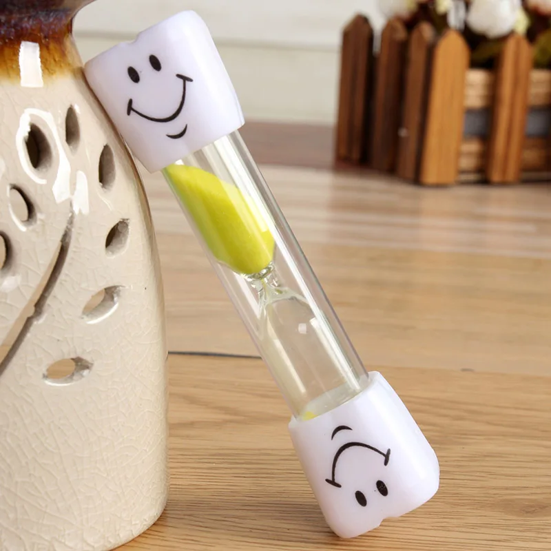 Цвет: желтый 1 шт., новинка, подарки с улыбающимся лицом, песочные часы, декоративные песочные часы, 3 минуты, песочные часы, предметы домашнего обихода, детский таймер для зубной щетки - Цвет: Цвет: желтый
