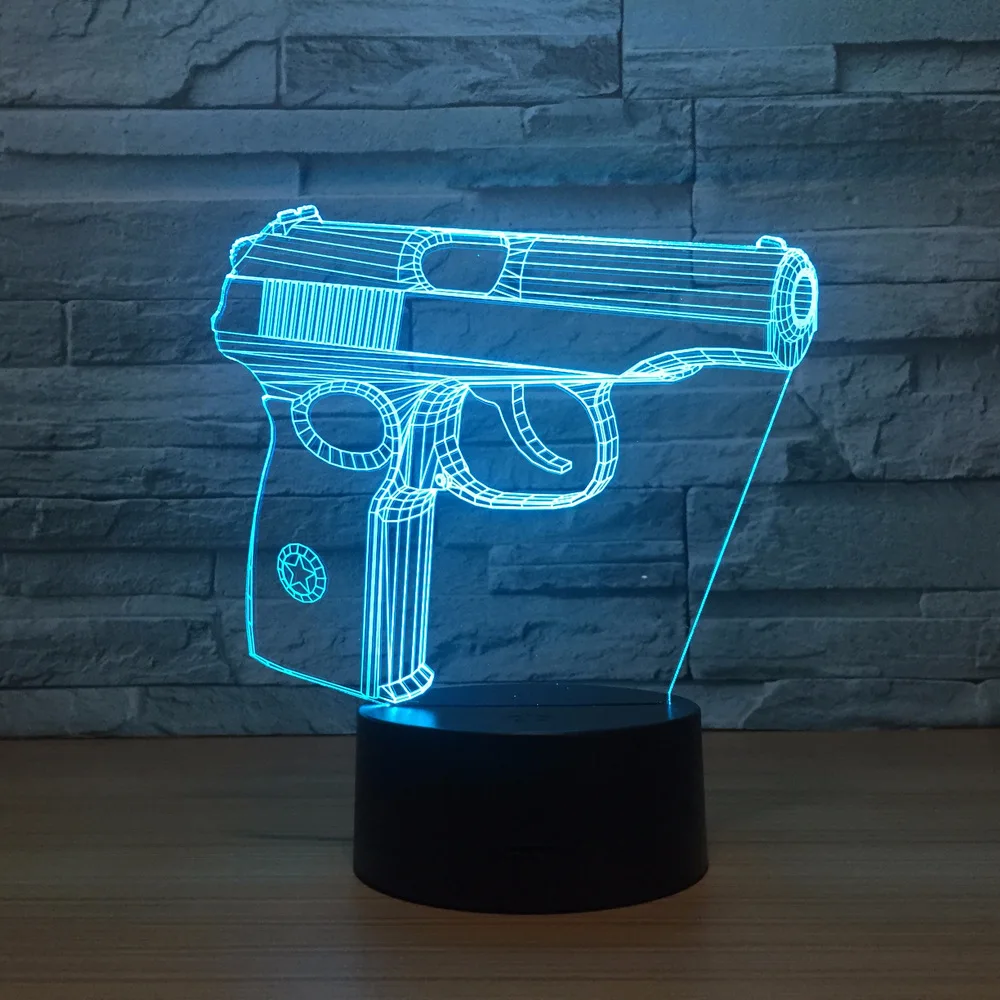 Пистолет 3d лампа 7 цветов светодиодный ночник для детей сенсорный светодиодный Usb Настольный Lampara Lampe детский спальный ночник комнатный светильник