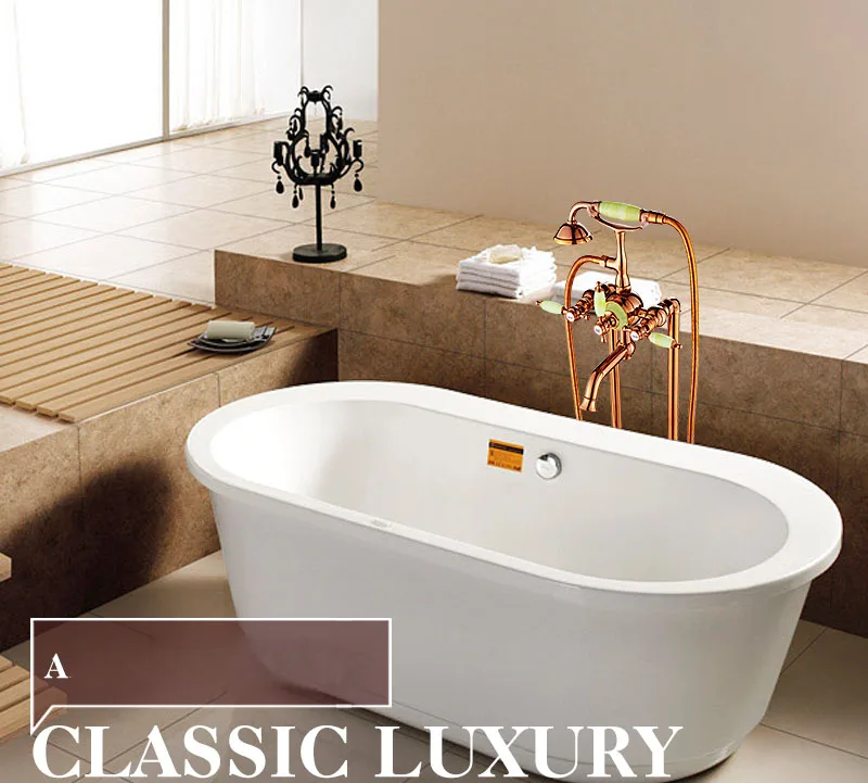 

Golden Polished Floor Mounted Standing Oil Rubbed Bronze Bathtub Faucet Bathroom Triple Handle Shower Bath Tub Filler Mixer Tap