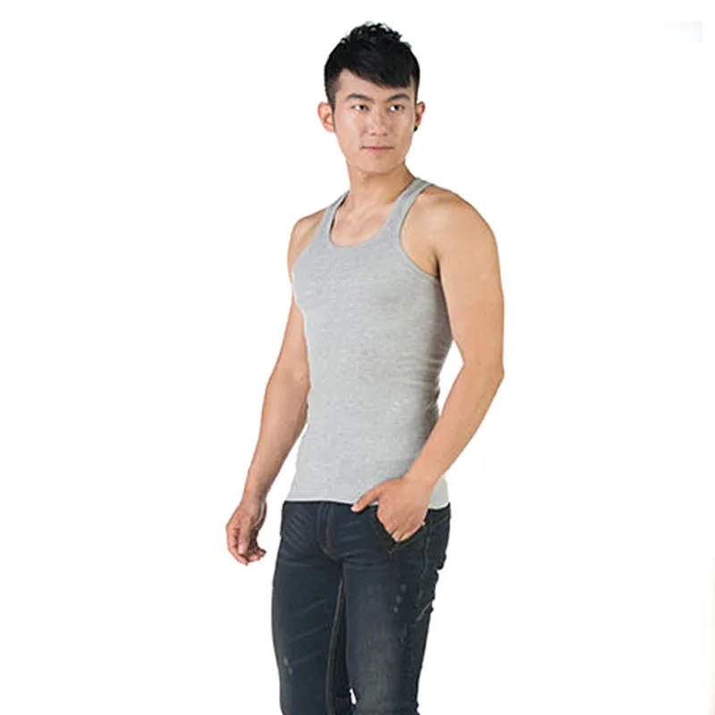 Летняя мужская жилетка однотонная с u вырезом без рукавов FDC99|Майки| |