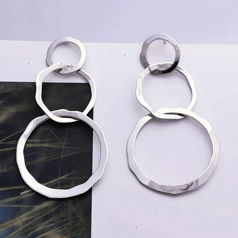 611 silver Неправильный дизайн металлические золотые Круглый витой серьги-капли геометрические модные свадебные простые ювелирные изделия подарок - Окраска металла: 611 silver