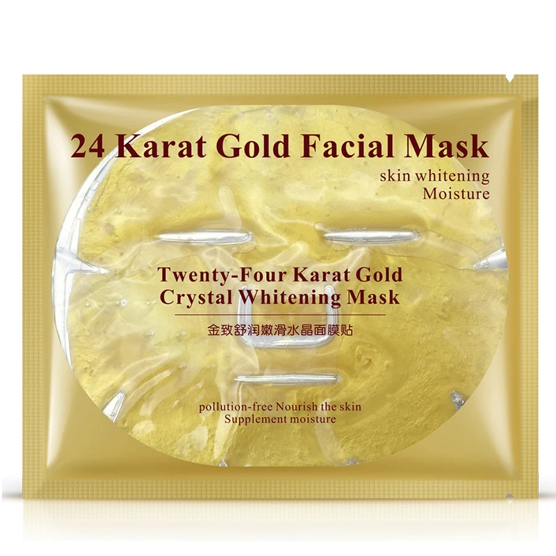 Sheet Mask Collagen Nourishing 24 K Gold Crystal Essence Whole Face for Moisturizing Skin Care Treatment Masks 60g/ 1PCS | Красота и