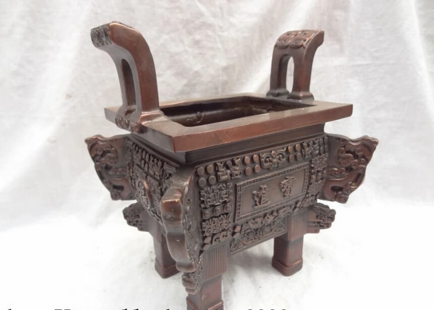 song voge gem S3581 10&quot Chinese Pure Bronze Buddhism Dragon Beast Statue Ding Incense Burner Censer | Дом и сад