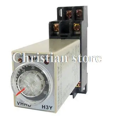 

AC 220V 5/10/30/60Min 0-5/10/30/60 Minute Delay Timer Time Relay H3Y-2 + 8 Pin DIN Rail Socket