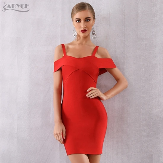 ADYCE новое летнее Бандажное платье для женщин Vestidos сексуальное красное платье с открытыми плечами на тонких бретелях клубное мини-платье для вечеринок знаменитостей - Цвет: Red