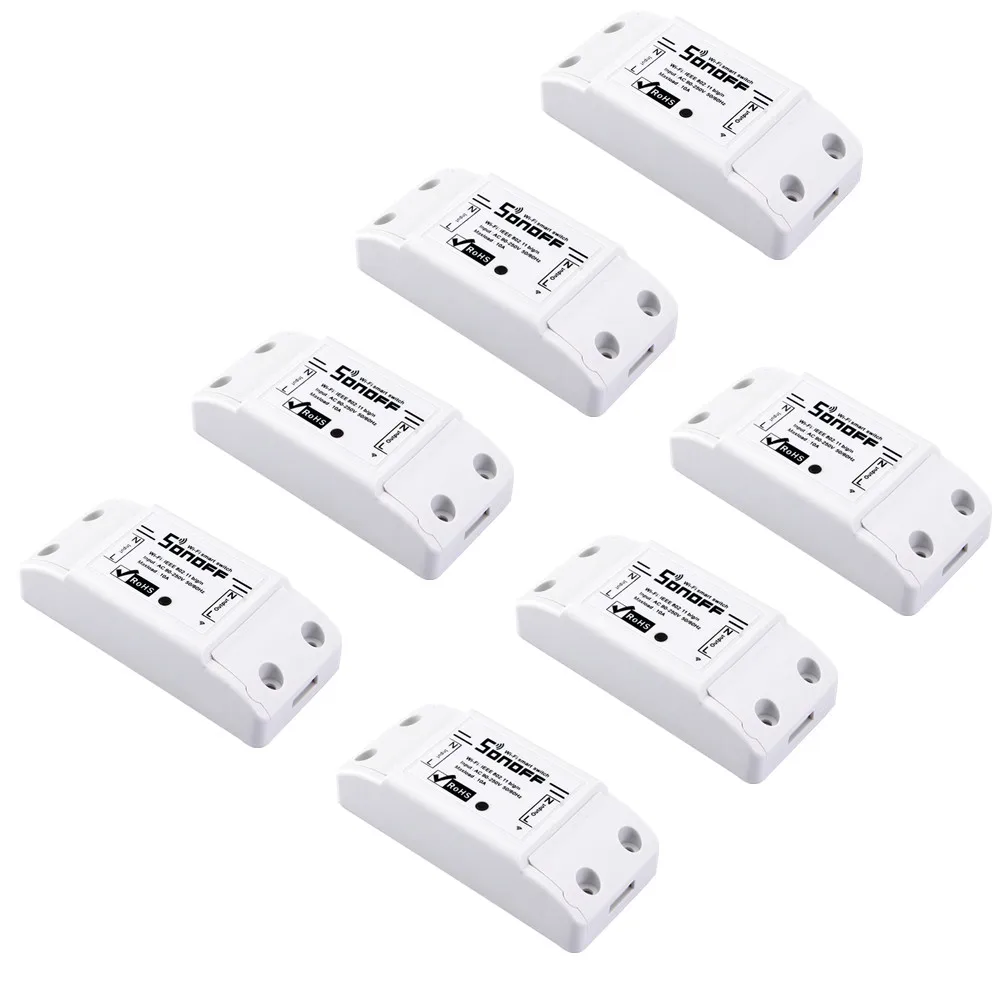 7pcs 12 шт sonoff базовый Wifi переключатель универсальный для умного дома Wifi переключатель Модуль Автоматизации таймер Diy пульт дистанционного управления для iphone ios - Комплект: 7pcs
