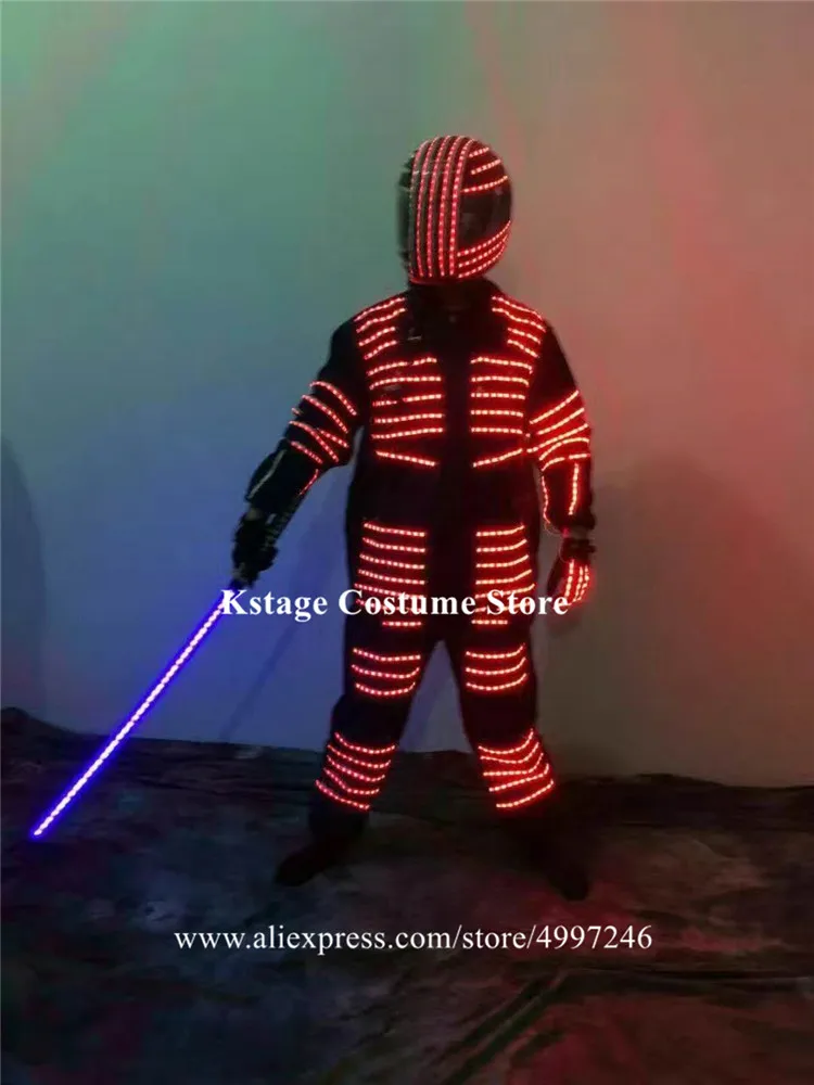 KS64 костюмы для бальных танцев светодиодные RGB свет одежда сцены наряды dj робот