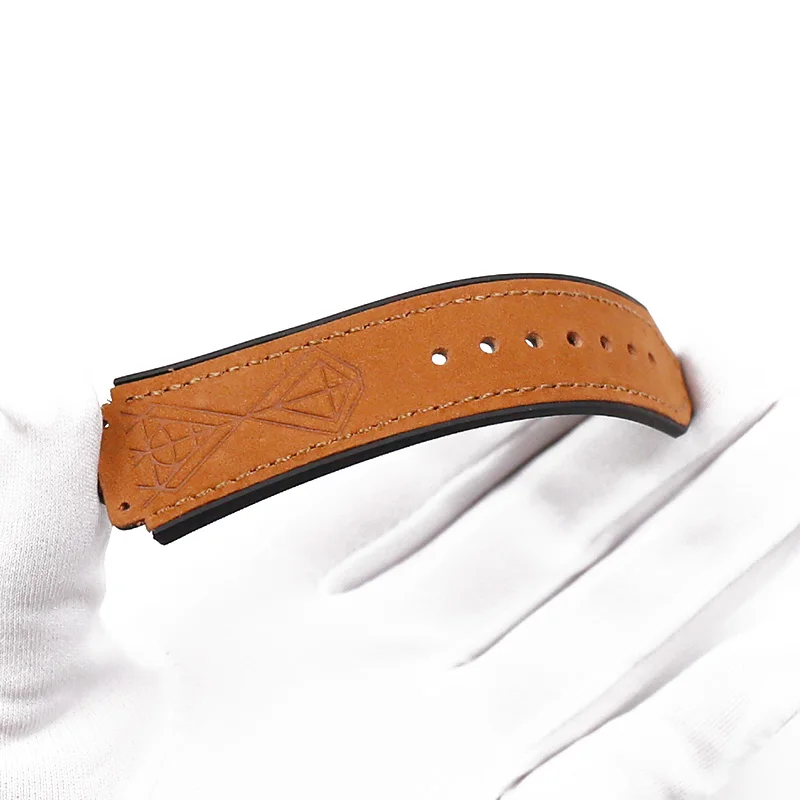 Watch accessories leather watch with 19mmx25mm rubber strap buckle for HUBLOT big bang sports waterproof bracelet watch band
