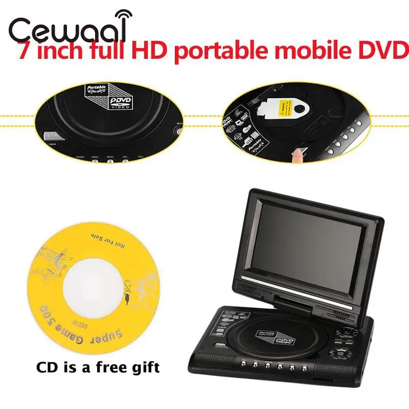 Cewaal Новый Настоящее HD 7 ''дюймовый ЖК-дисплей Дисплей VCD DVD Media Player ЕС Plug