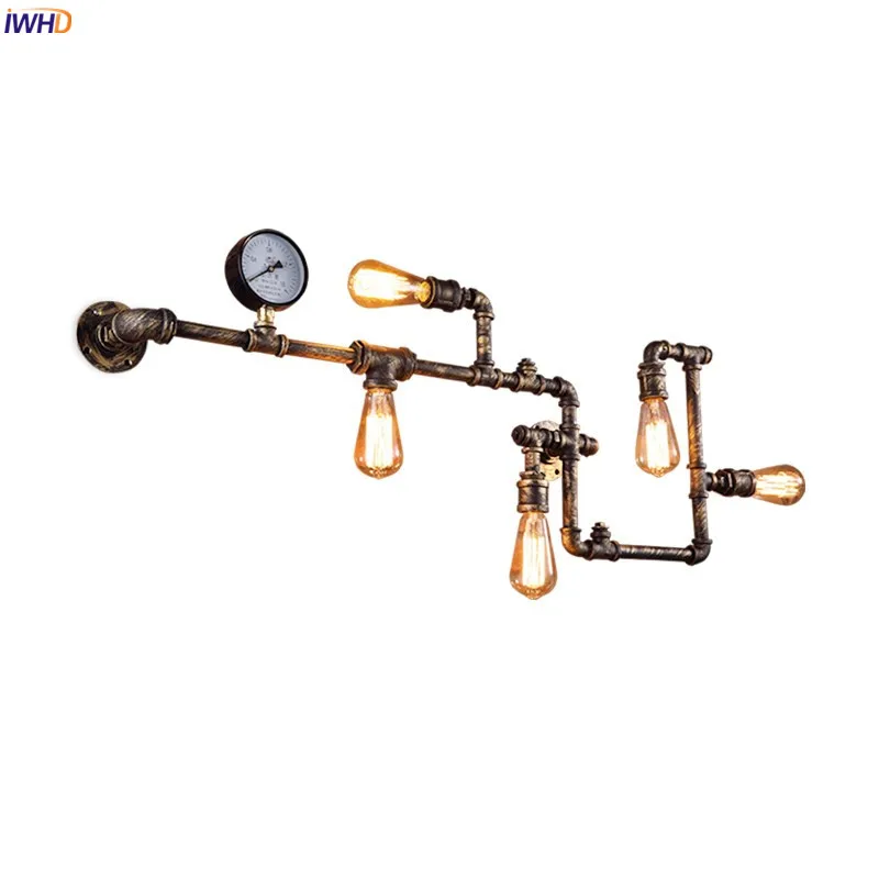 

IWHD Style Loft Industrial Vintage Wall Lamp Restaurant Home Lighting Retro Water Pipe Wall Lights Fixtures Applique Murale