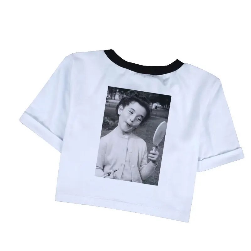 Новые летние 2019 одежда Vogue Harajuku Забавный Ван Гог &quotМона Лиза&quot Топ для женщин