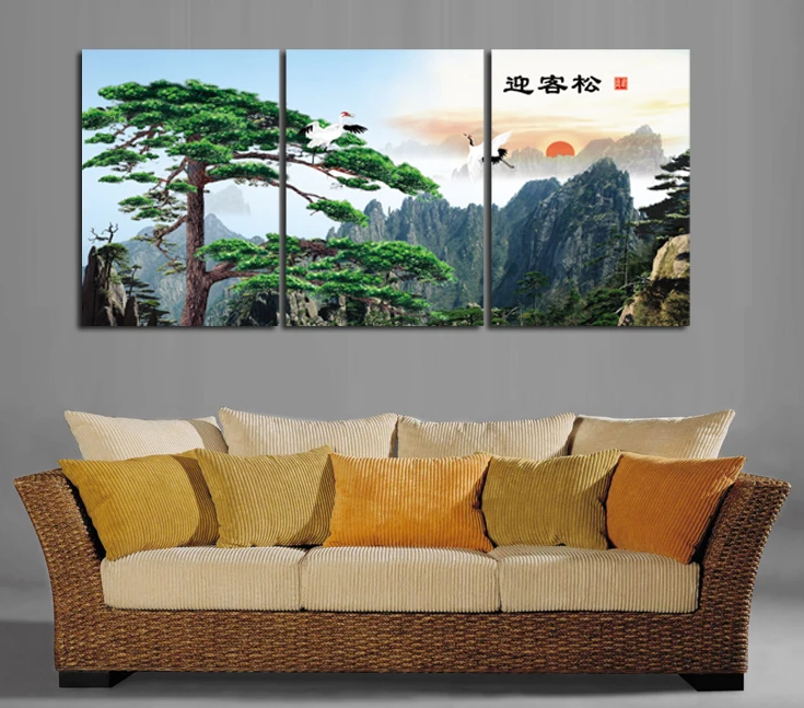 

Мода 2017, настенное украшение без рамки, холст с деревом и холмом, картины для гостиной, картина, печать на холсте