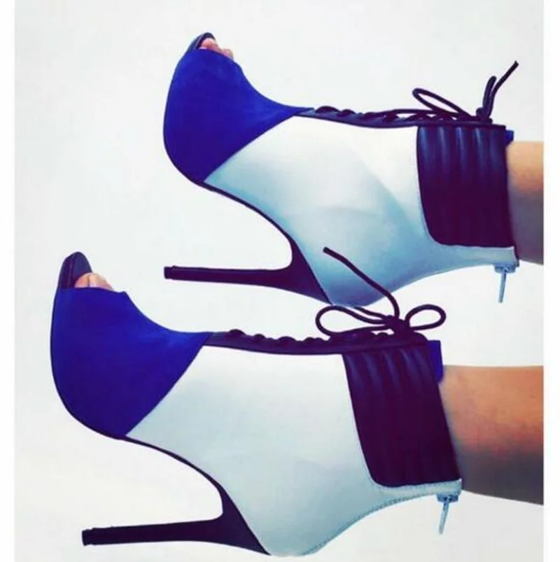 Пикантные летние ботильоны смешанных цветов с перекрестной шнуровкой женские