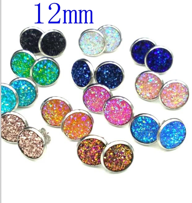 Новые 50 пар нержавеющая сталь Druzy Русалка из смолы рыбья чешуя узор купольное