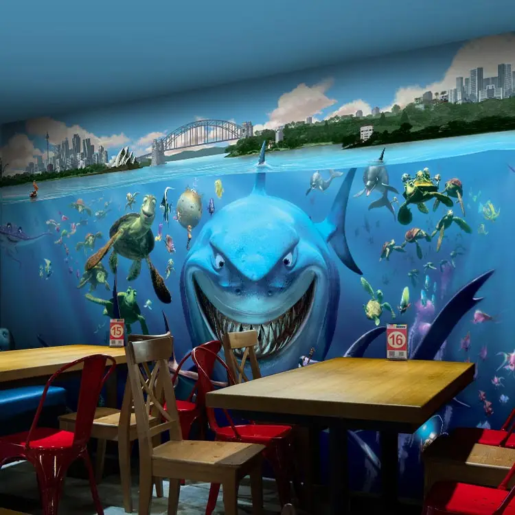 3d фрески papel коралловые синие морские акулы животные настенная бумага фото