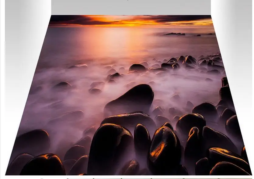 3d картина этаж обои для домашнего украшения морское побережье закат 3D настил ПВХ