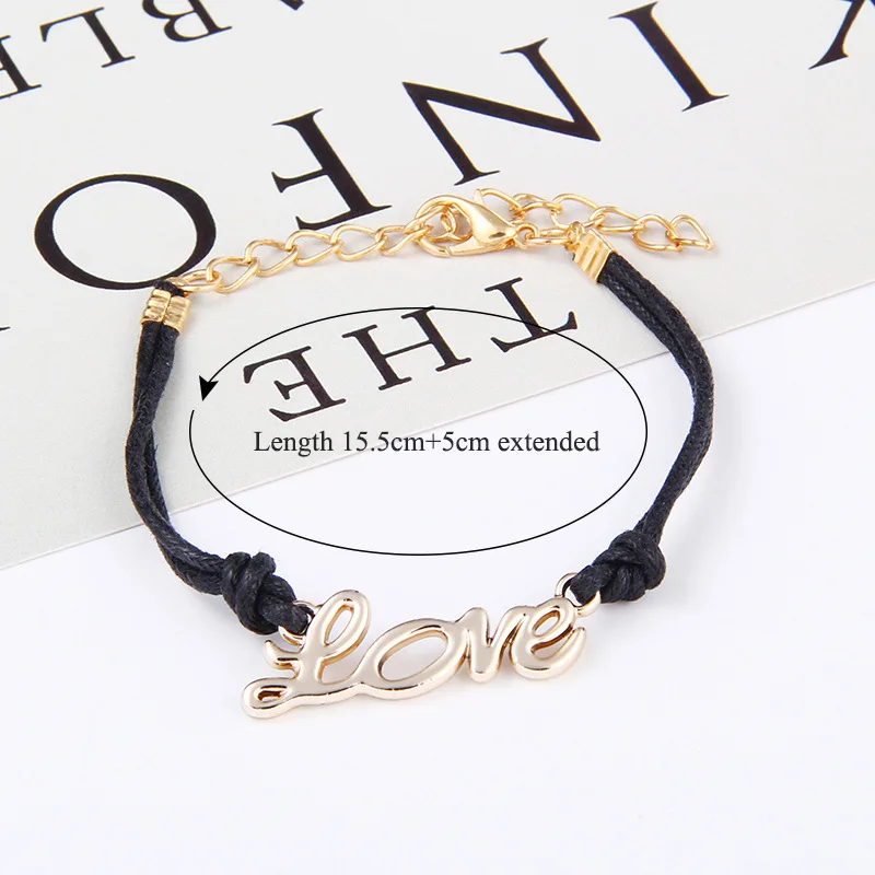 LEENAHAR-1PC Hot Sale Wholesale Fashion Alloy Rudder Love Charm Leather Bracelet Wax Rope Adjustable Bracelets For Women Gift | Украшения и