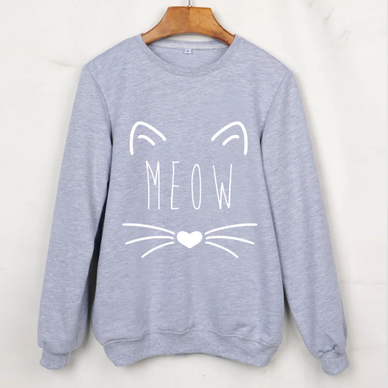Новинка 2017 милые толстовки с изображением кота животных длинным рукавом круглым