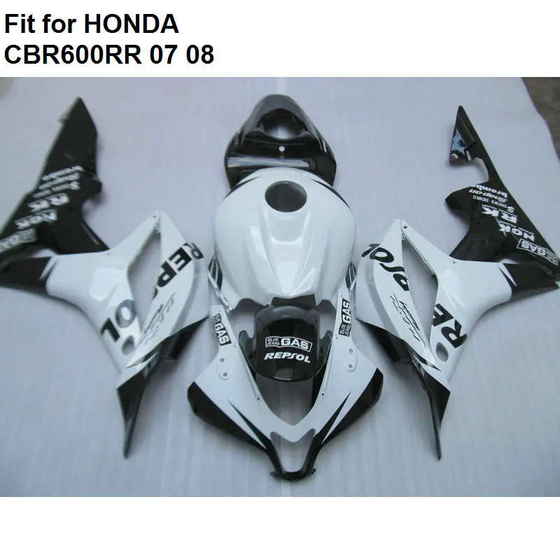 Aftermarket части тела Обтекатели для Honda белый черный CBR 600RR 07 08 обтекатель комплект