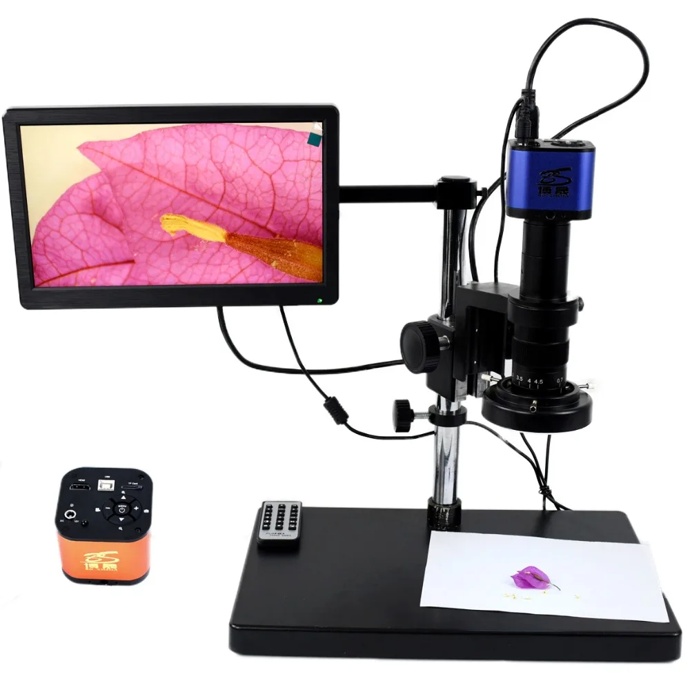 1080P Industrial Microscope Camera HDMI USB Outputs with 200X C-mount Lens and 52 LED Light Microscopes | Инструменты