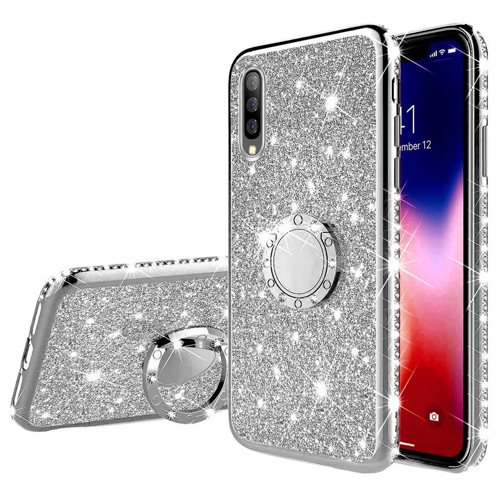 3D с бриллиантами блестящий сверкающий мягкий чехол для samsung Galaxy A50 A70 A30 A10 A7 S8 S9 S10e S10 Plus Note 9 8 может служить в качестве автомобиля с кольцом-держателем