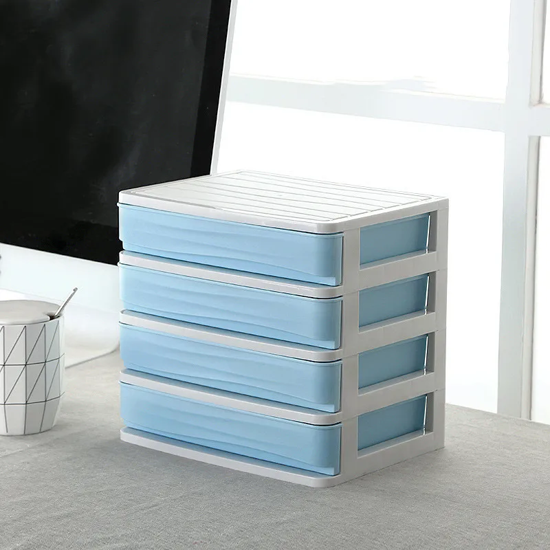 Blue 4 layer Пластиковый косметический ящик, органайзер для макияжа, коробка для хранения косметики, многослойный контейнер для ногтей, шкатулка, держатель, настольный чехол для хранения - Цвет: Blue 4 layer