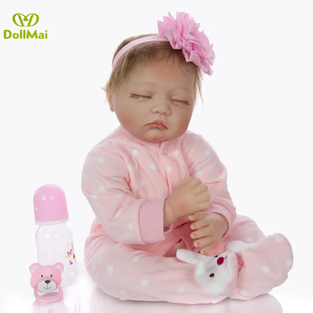 DollMai поддельные детские спящие силиконовые куклы 22 дюйма 55 см новорожденные