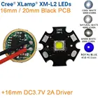 Cree XML2 XM-L2 T6, холодный белый, нейтральный, теплый белый, 10 Вт, светодиодный излучатель высокой мощности, 16 мм, черная печатная плата + 16 мм постоянного тока, 3,7 В, 2 А, драйвер, 5 режимов